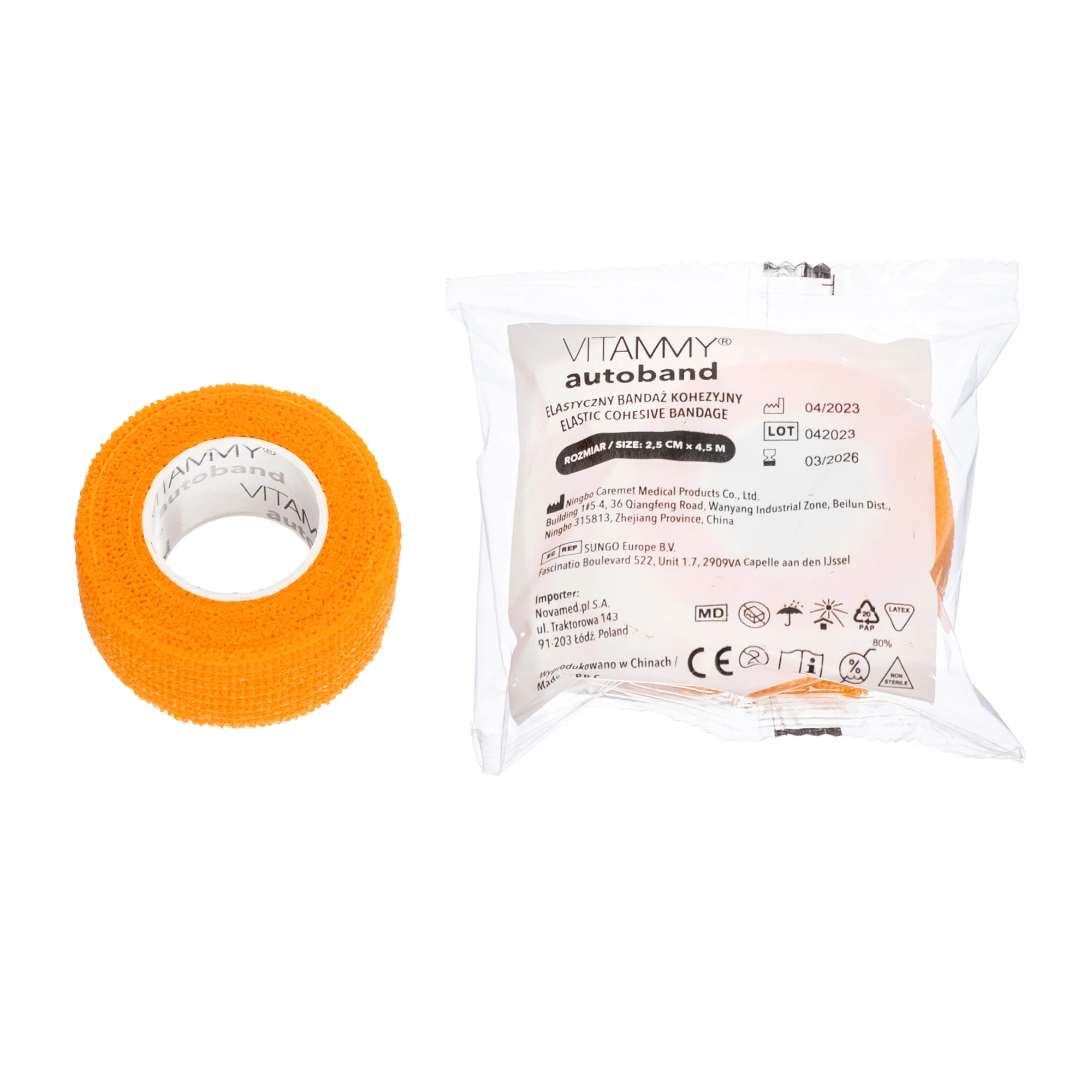 VITAMMY Autoband samolepiaca elastická bandáž, oranžová, 2,5 cm x 450 cm