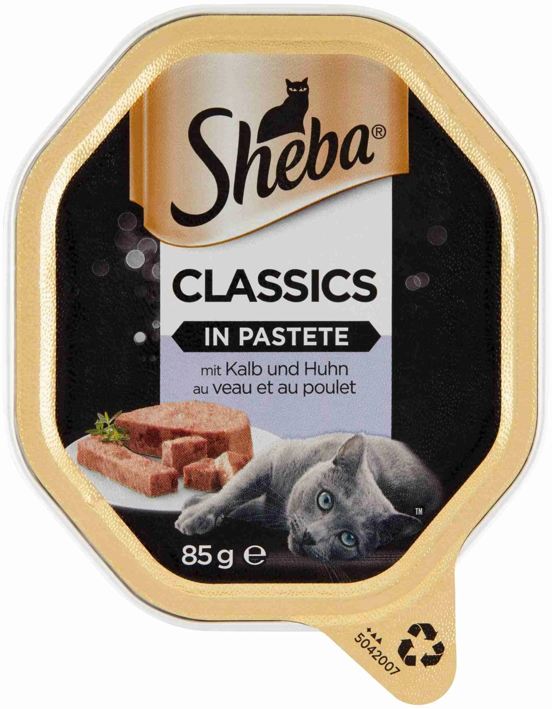 SHEBA vanička s teľacím a kuracím mäsom 1×85g, vanička pre mačky, teľacie a kuracie