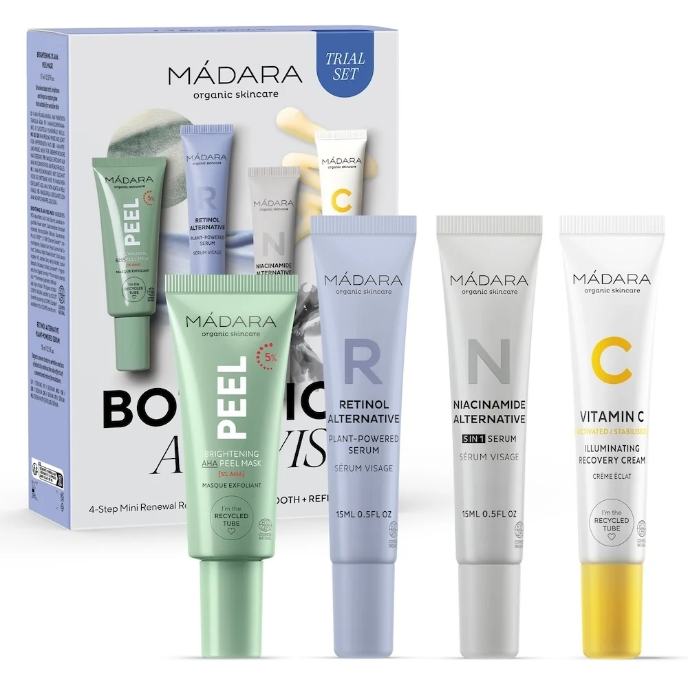 MÁDARA BOTANIC ACTIVIST 4kroková mini sada pre obnovu pleti 1×1 ks, 4kroková mini sada na tvár