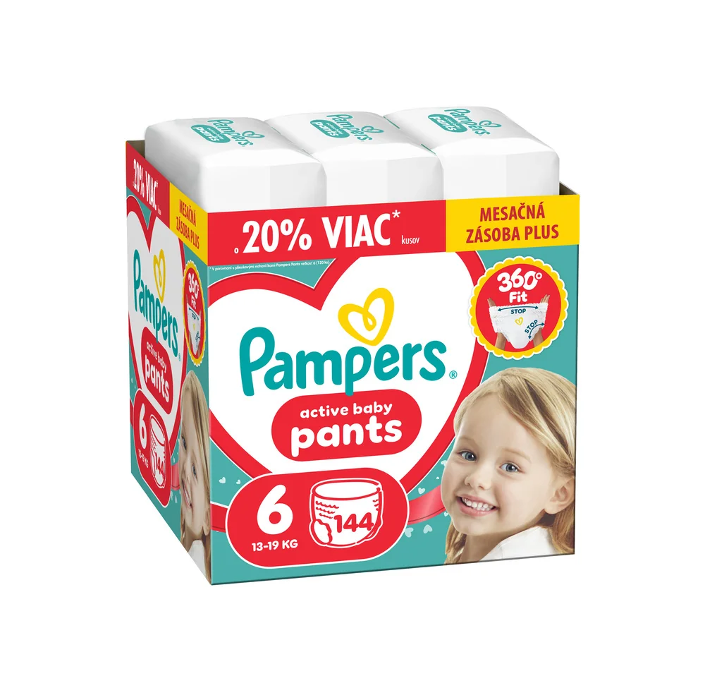 Pampers Active Baby plienkové nohavičky, veľkosť 6, 13kg-19kg 144 ks