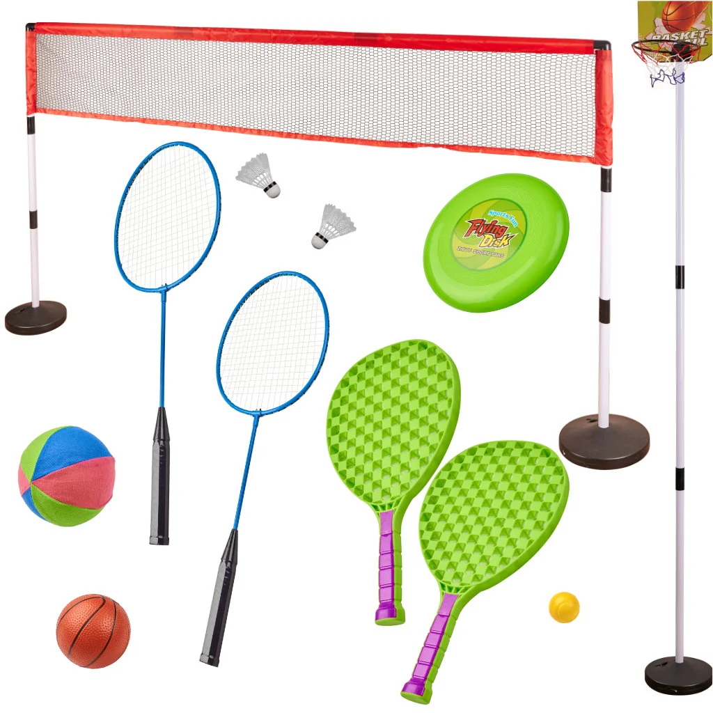 Športový set 5 v 1 bedminton basketbal volejbal tenis frisbee