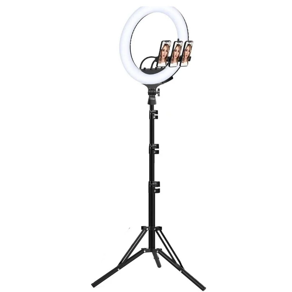 MG Mirror Selfie kruhové LED svetlo + statív 2.1m, čierne