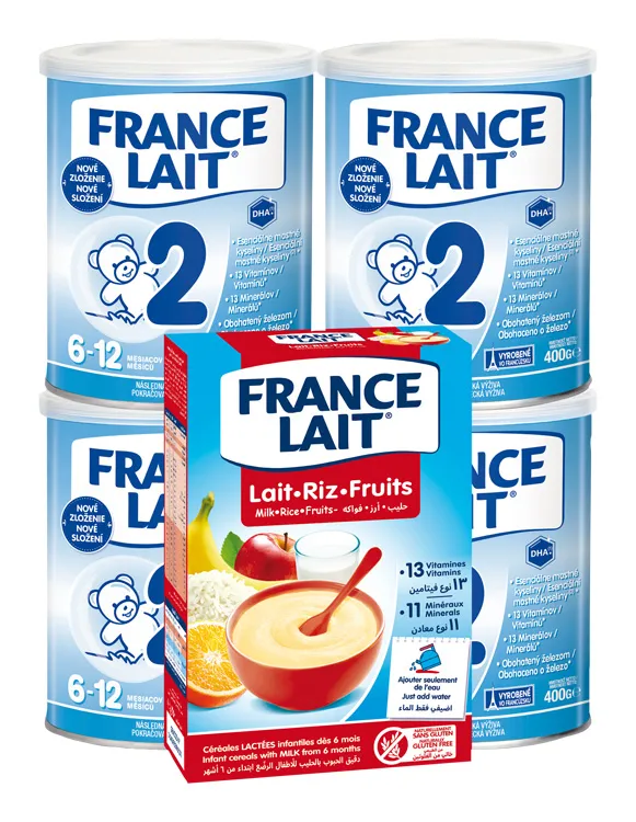 France Lait 2 4x400g + FL kaša ryžová ovocná 250g