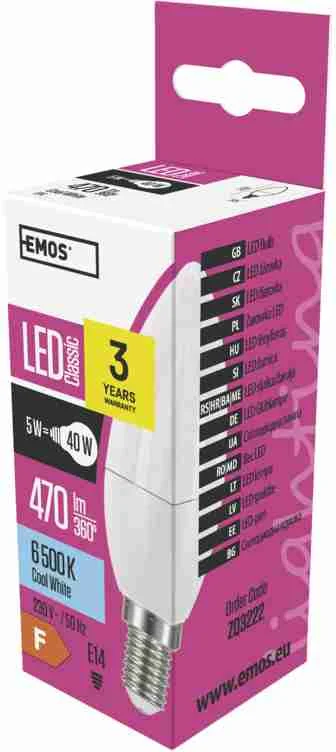 LED CLS CANDLE 5W E14 CW 1×1 ks, LED žiarovka