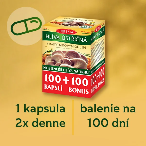 TEREZIA HLIVA USTRICOVITÁ S RAKYTNÍKOVÝM OLEJOM 2×100 cps, výživový doplnok