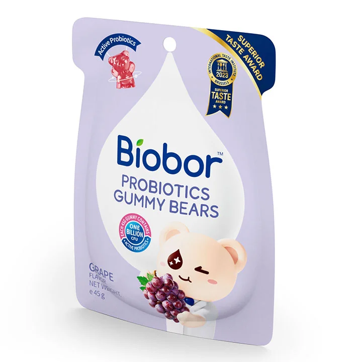Biobor PROBIOTICS GUMMY BEARS hroznová príchuť 45 g