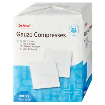 Dr. Max Gauze Compresses 1×100 ks, nesterilné gázové kompresy 10 × 10 cm