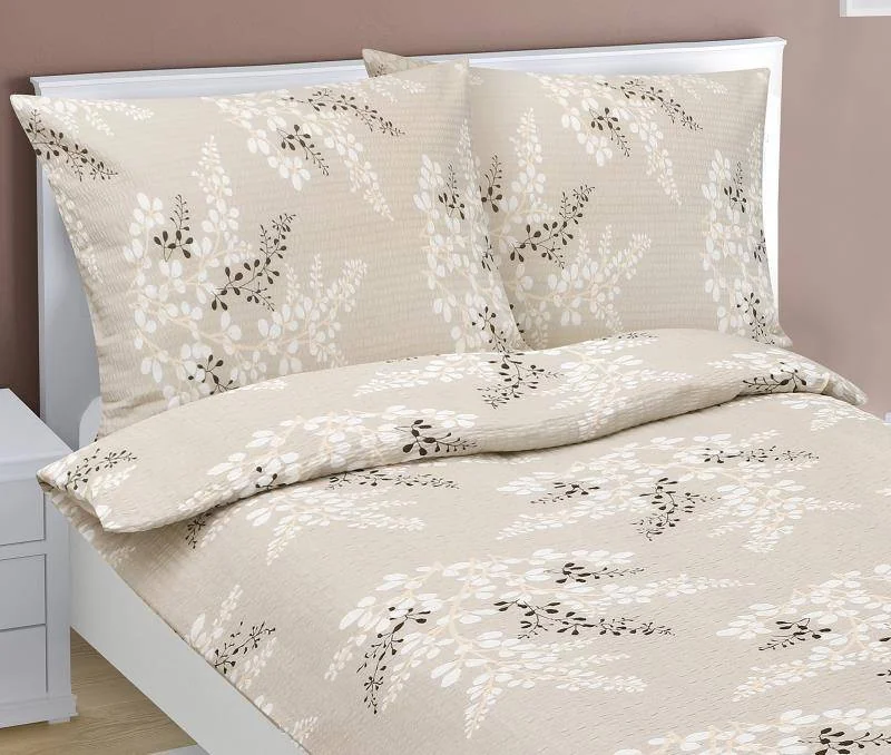 Obliečky krep 80/306 kávová vetvička 140x220, 70x90 1×1 ks, obliečky