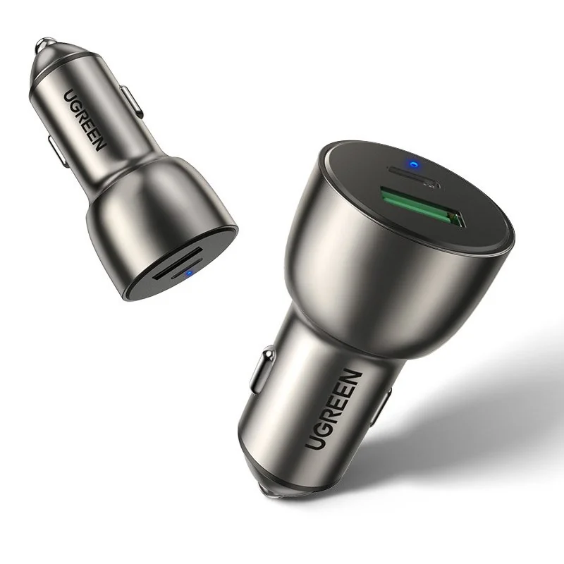Ugreen CD213 autonabíjačka USB / USB-C QC 3.0 36W 3A, šedá