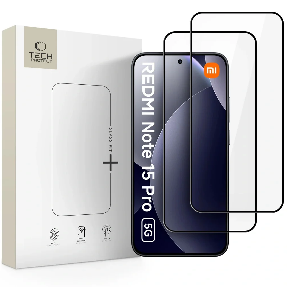 Tech-Protect Glass Fit 2x ochranné sklo na Xiaomi Redmi Note 15 Pro 5G, čierne , čierne
