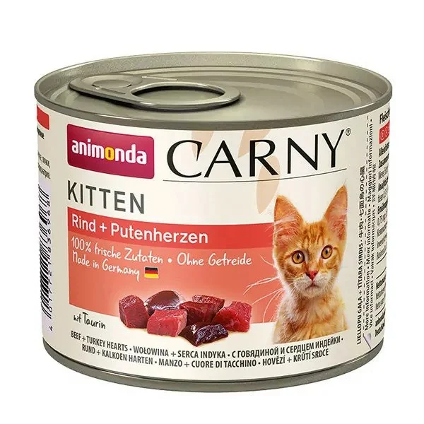 Animonda Carny Kitten Konzerva pre mačky Hovädzie+Morčacie srdce 1×200 g, konzerva pre mačky