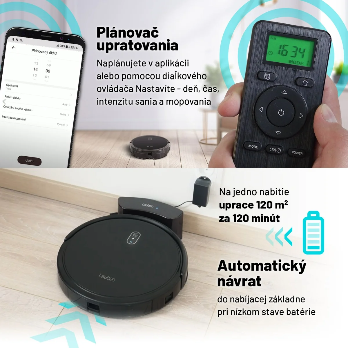 Lauben Robot Vacuum 26BB 1×1 ks, robotický vysávač
