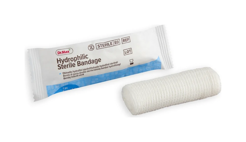 Dr. Max Obväz hydrofilný sterilný 8 cm × 5 m 1×1 ks, hydrofilný obväz