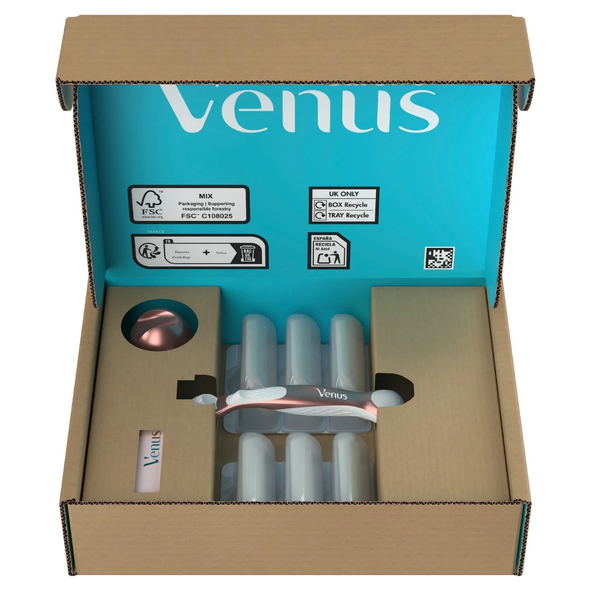 Gillette Venus Pro Smooth Sensitive holiaci strojček + 6 holiacich hlavíc, kryt na žiletku a držiak 6 ks