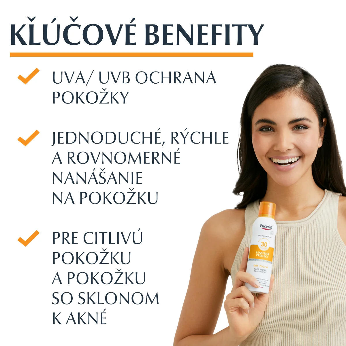 Eucerin SUN Transparentný sprej aerosól Dry Touch OIL CONTROL SPF 30 1×200 ml, pre citlivú pokožku