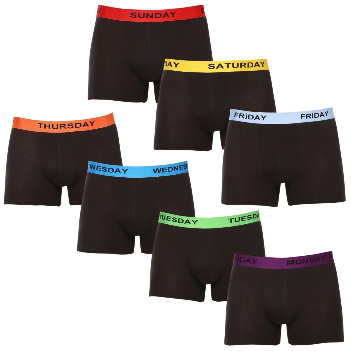 7PACK pánske boxerky čierne (7NB001-week) 4XL