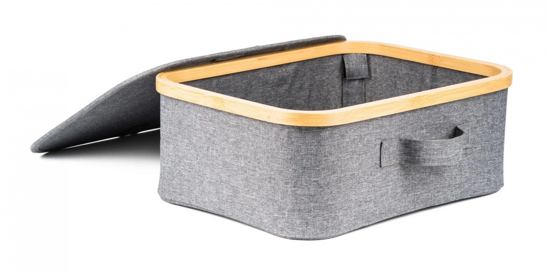 Úložný box G21 40 x 30 x 15 cm, bambusový s vekom, sivý UBG21BAM003-1G