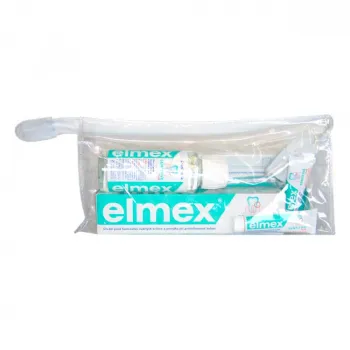 Elmex Sensitive sada v cestovnej taštičke 1×1 set, zubná pasta 75 ml + zubná pasta 20 ml + zubná kefka