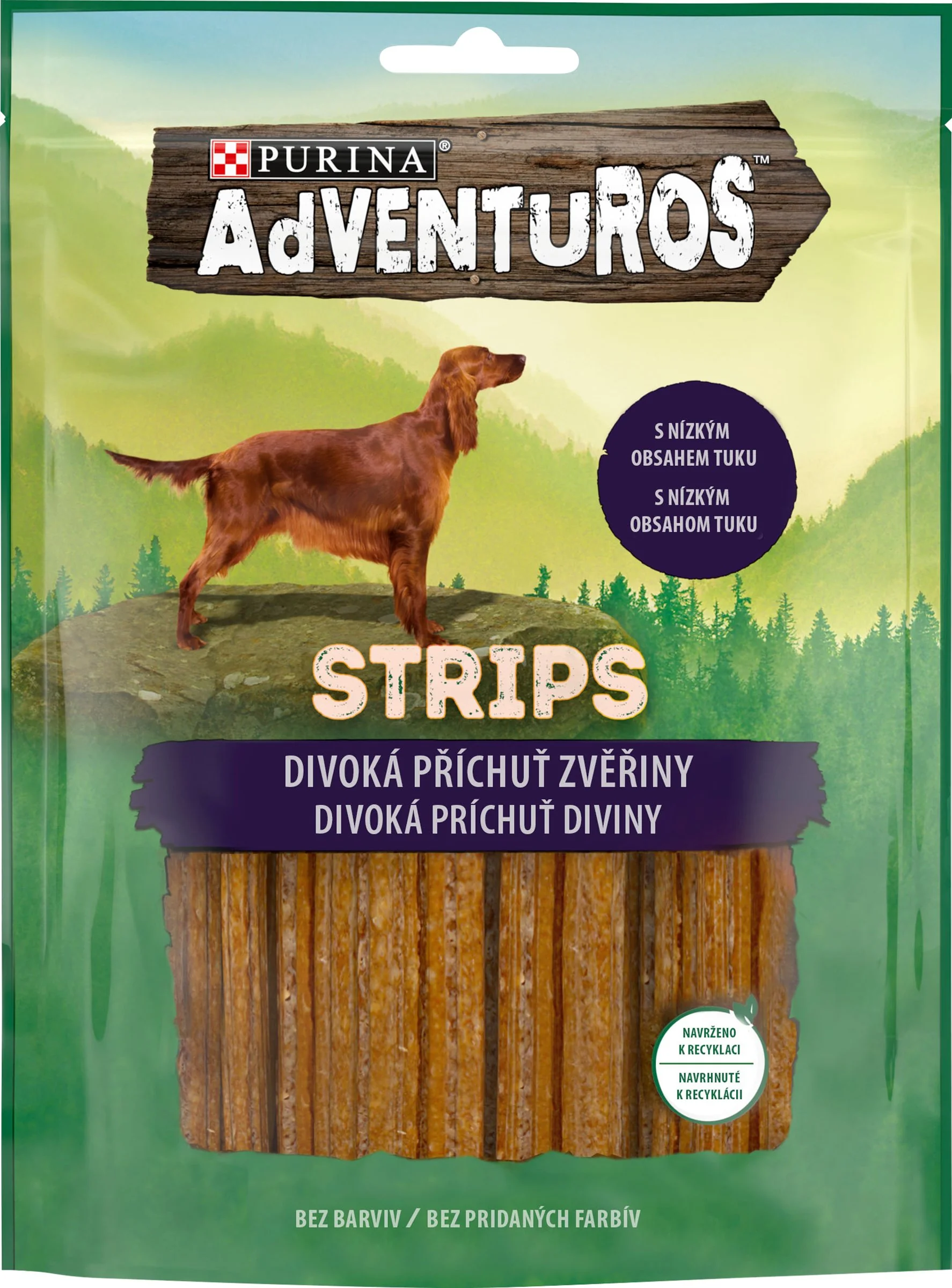 ADVENTUROS Strips s príchuťou zveriny 1×90 g, maškrty pre psy
