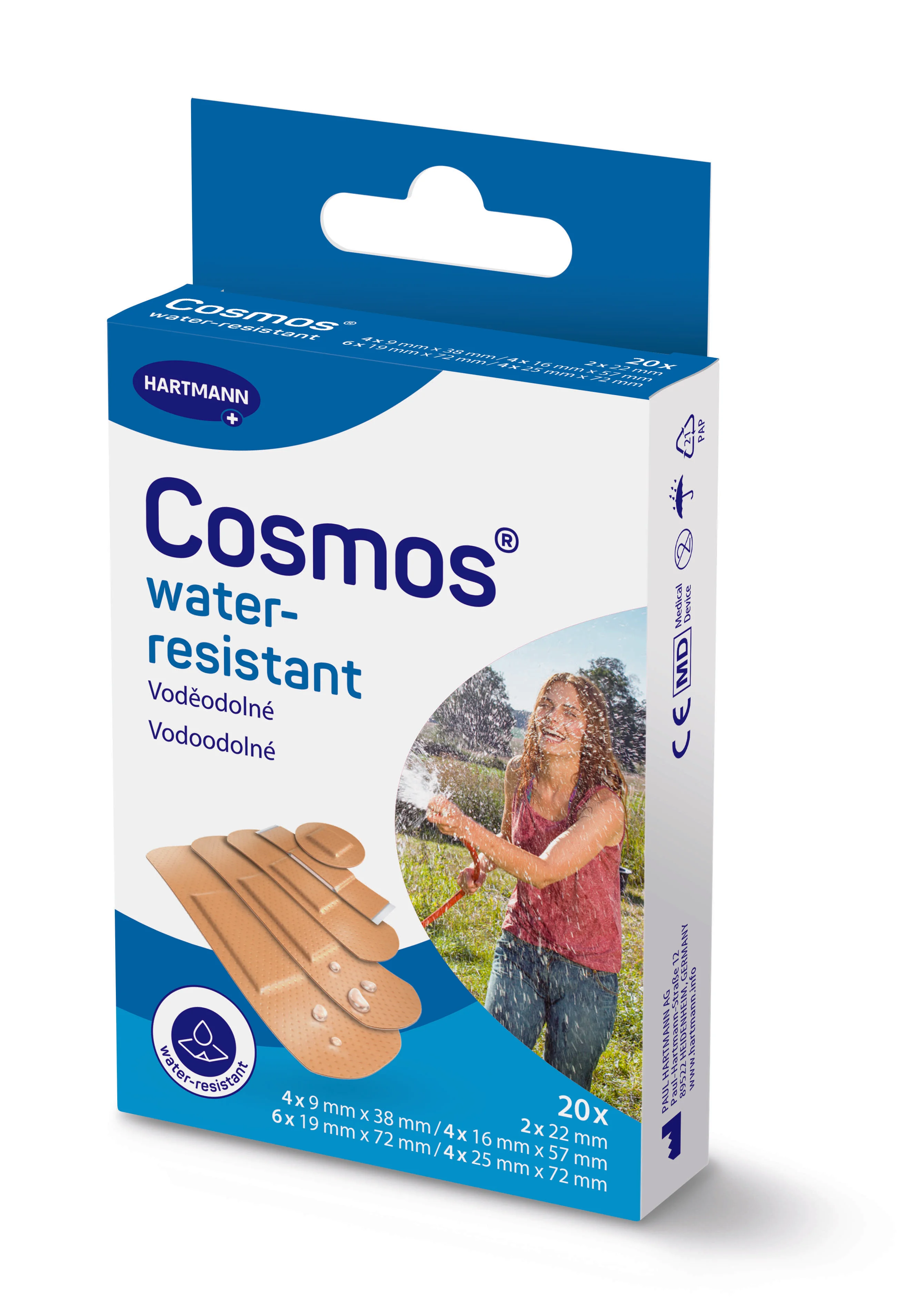 Cosmos water-resistant vodoodolná náplasť, 5 velikostí 20 ks