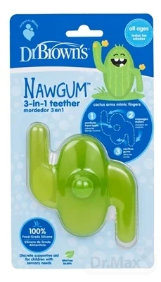 Dr.BROWN´S HRYZADLO NAWGUM 1×1 ks, 3M+, zelený kaktus