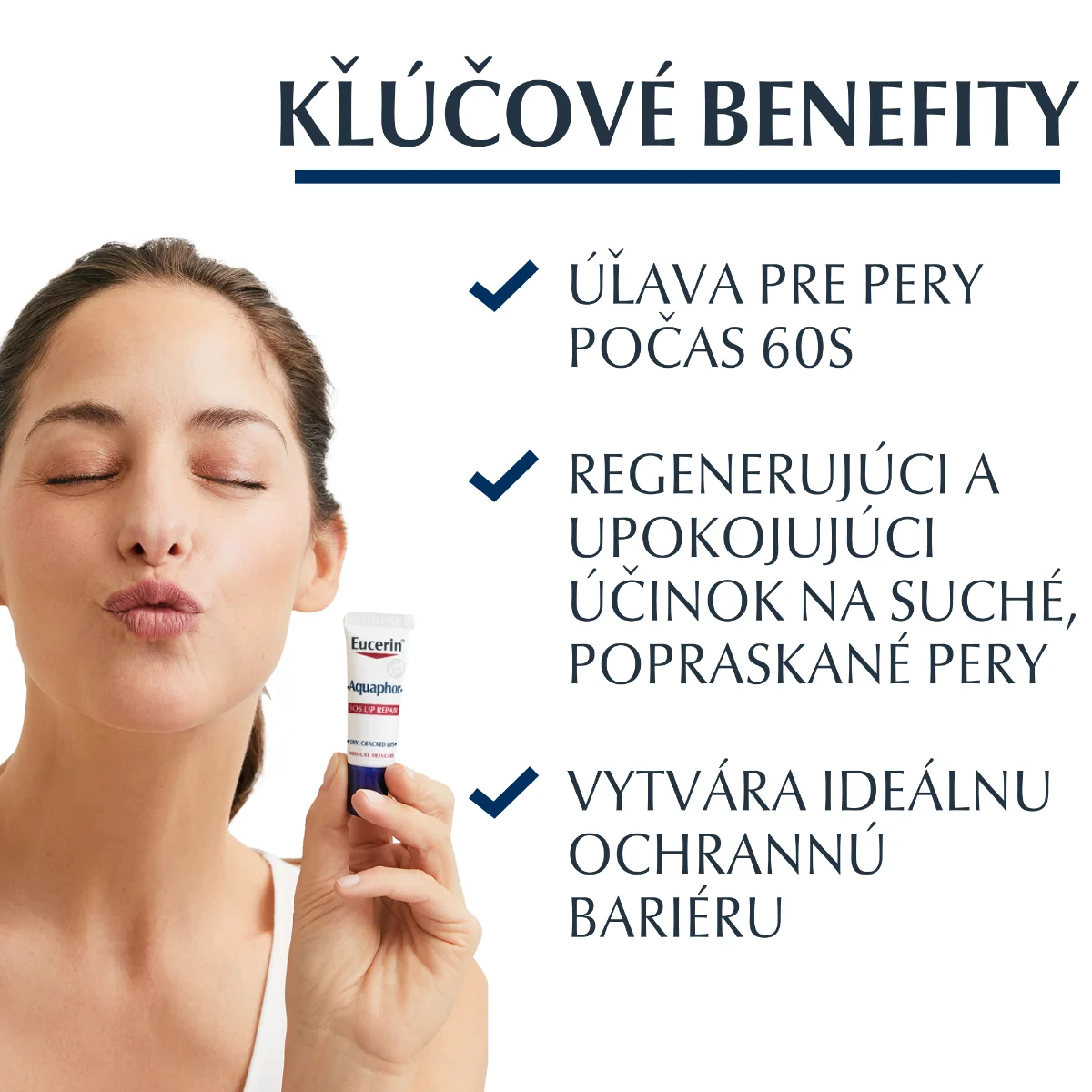 Eucerin Aquaphor SOS LIP Repair 1×10 ml, regeneračný balzam na pery