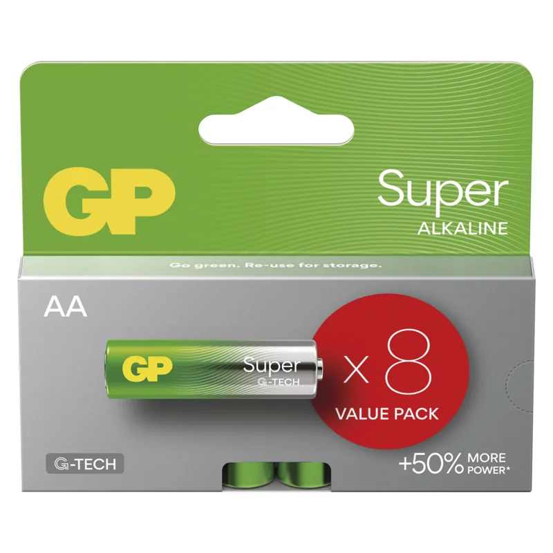 GP alkalická batéria SUPER AA (LR6) 8 ks