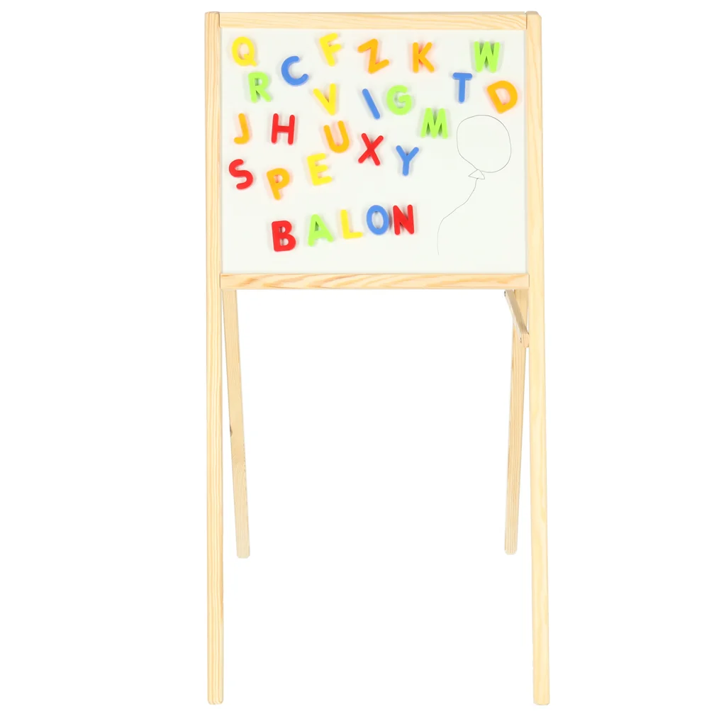 Dvojstranná tabuľa pre deti – kriedová a magnetická, 84 × 43 × 50 cm
