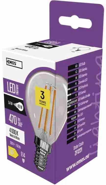 LED FLM MINI GL 3,4W E14 NW 1×1 ks, LED žiarovka