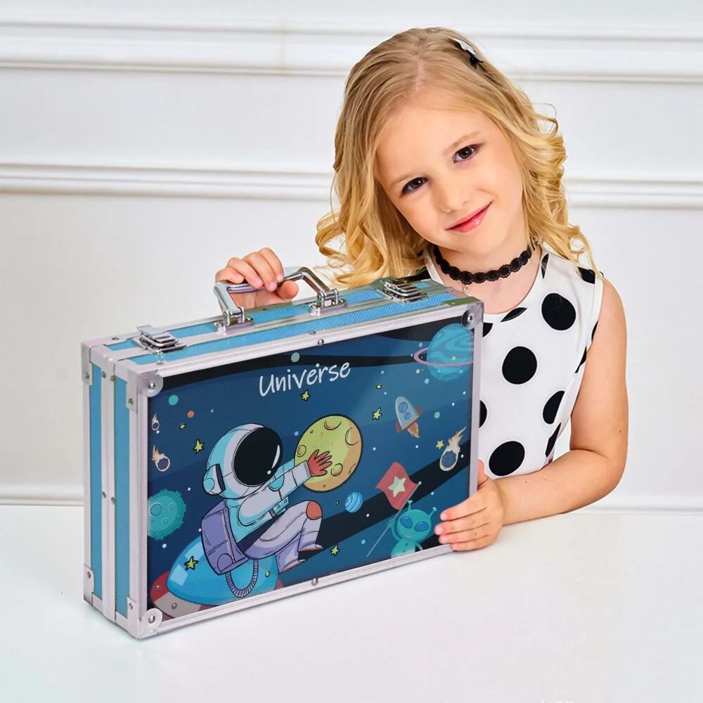 MG Art Suitcase Universe sada pre maľovanie v kufríku pre deti 145ks, modrá modrá