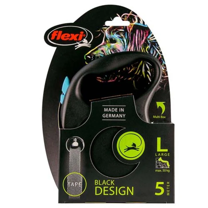flexi Black Design L popruh 5m modrá do 50kg