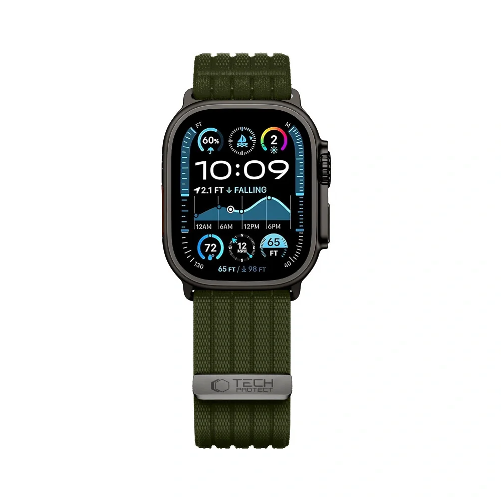Tech-Protect Nylon sport remienok na Apple Watch (44 / 45 / 46 / 49mm), military green