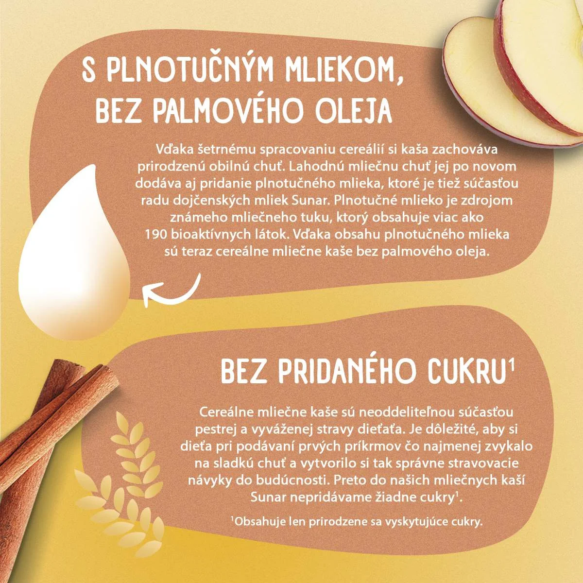 Sunar mliečna kaša krupicová príchuť škorica, jablko na dobrú noc 1×210 g, instantná, obilno-mliečna kaša, od ukončeného 6. mesiaca