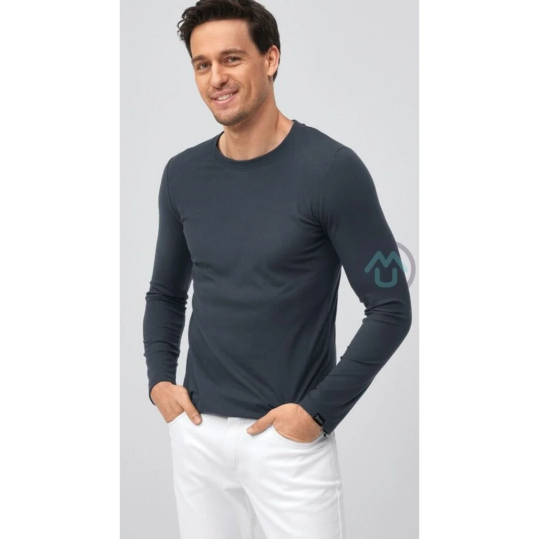 Pánske tričko s dlhým rukávom MICROFLEECE - cínová 3XL