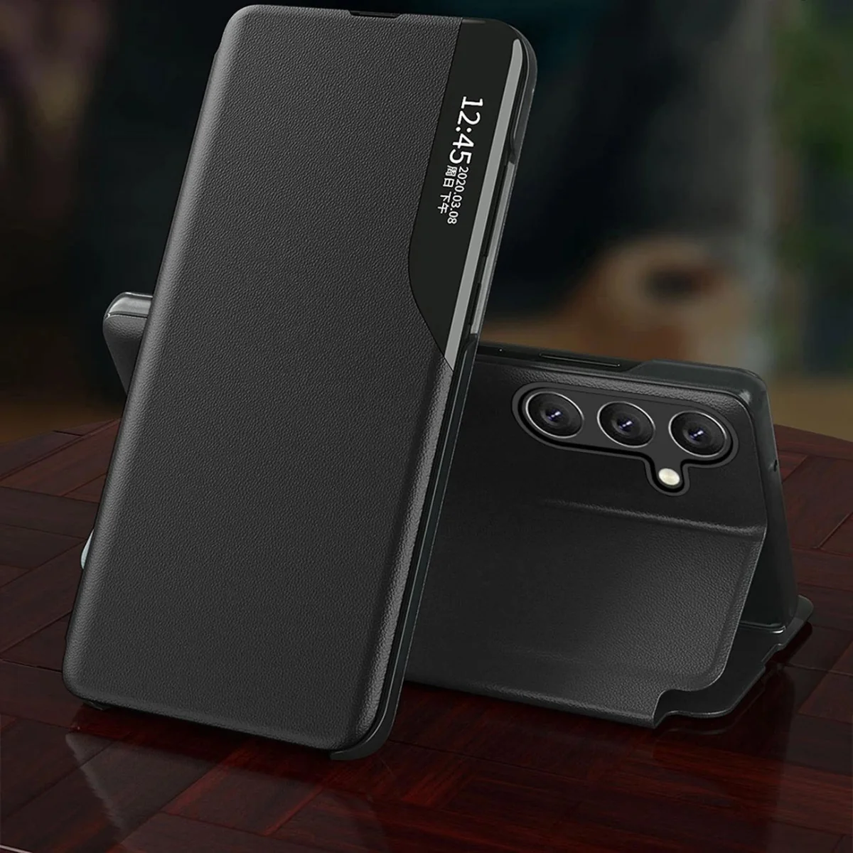 MG Eco Leather View knižkové puzdro na Samsung Galaxy A36, oranžové