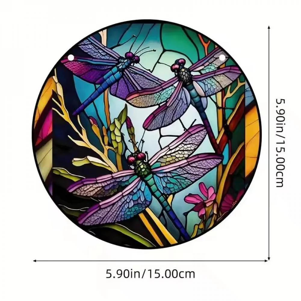 Vitrážový lapač slnka - Motív Vážky XL XL - 30cm x 30cm