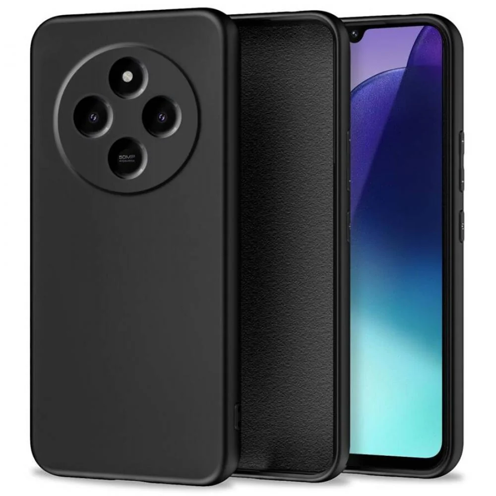 Silikónové mäkké puzdro TPU pre Xiaomi Redmi 14C/Poco C75 - Čierna matné puzdro, zvýšené okraje