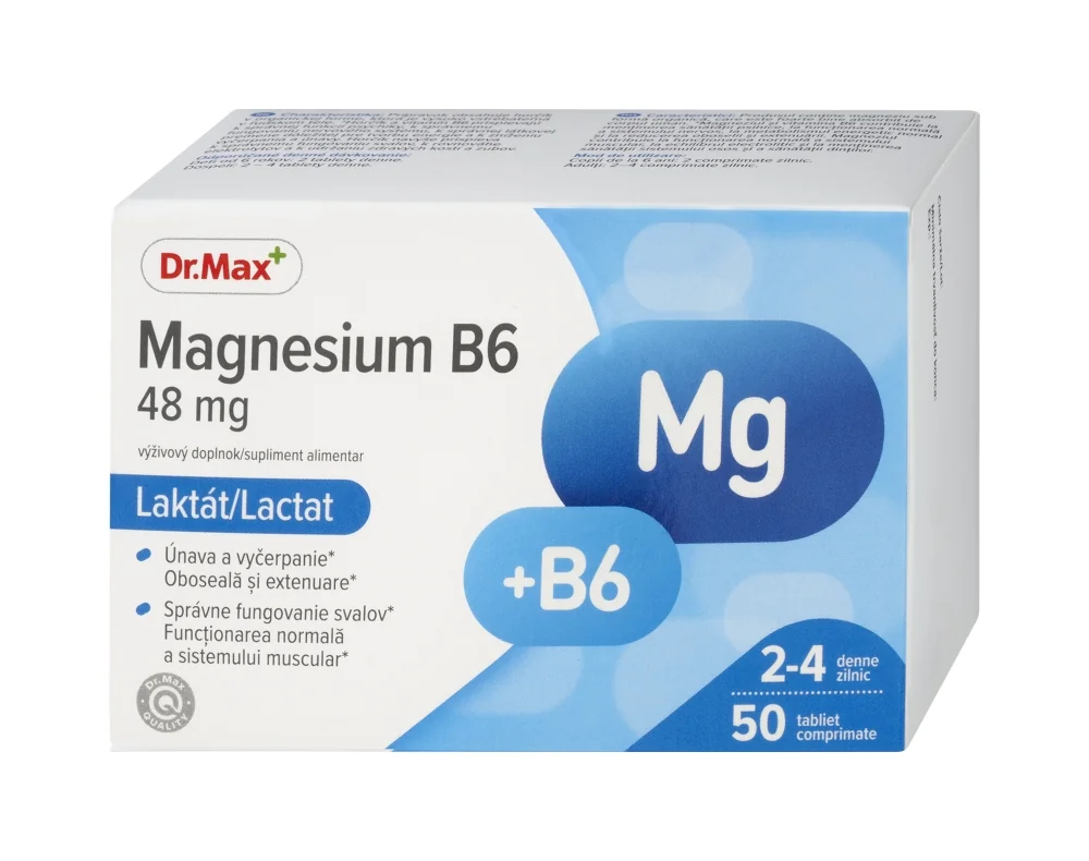 Dr. Max Magnesium B6 Laktát 1×50 tbl, horčík