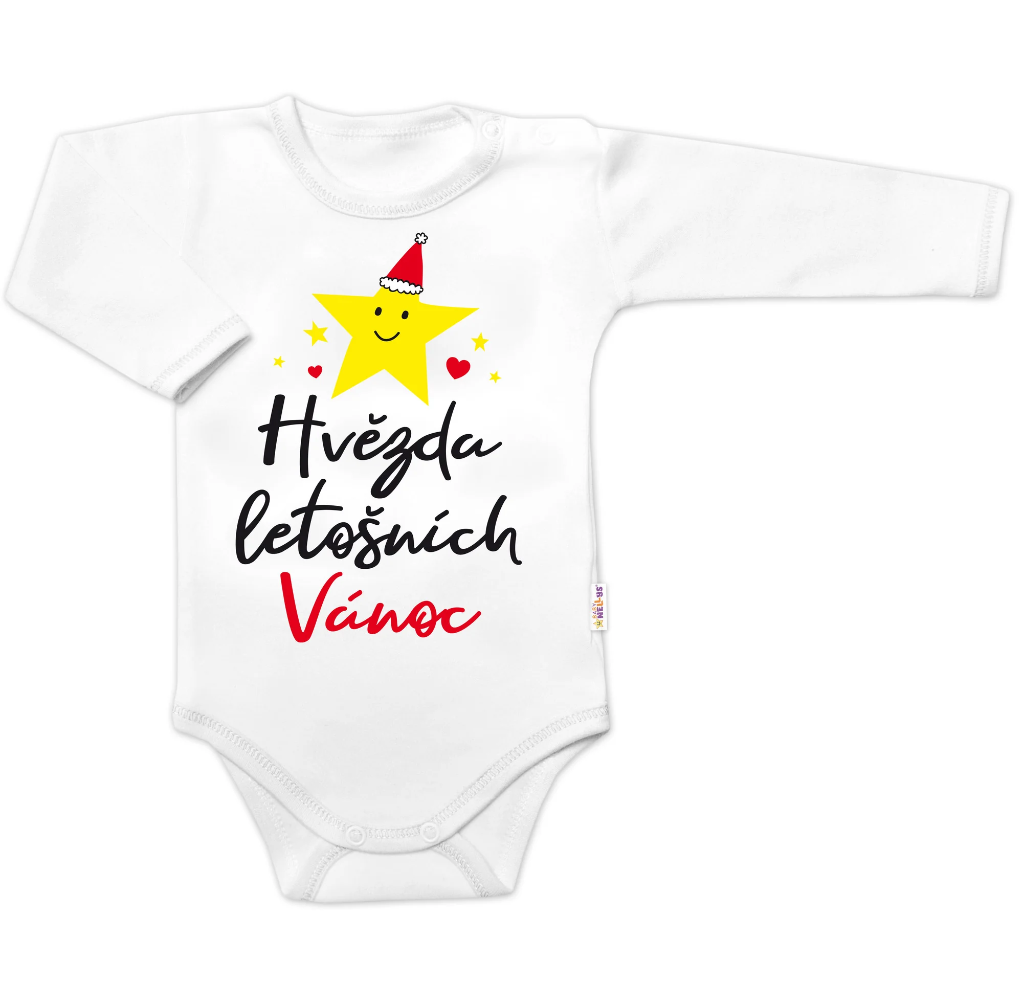 Body dlhý rukáv Hvězda letošních Vánoc, biele, veľ. 56