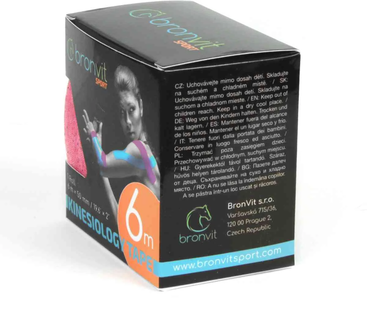 BronVit Sport Kinesio Tape classic rúžová 5cmx6m 1×1 ks, kinesio tape