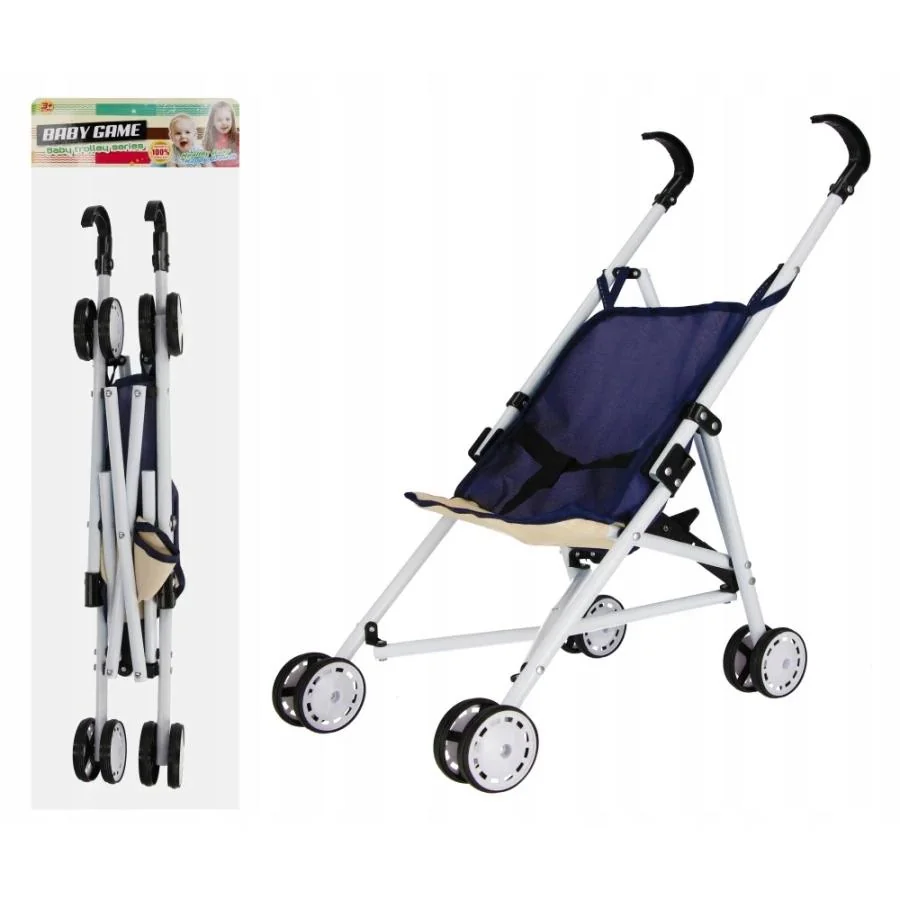 Kočík pre bábiky kovový rám Navy Blue 53cm 