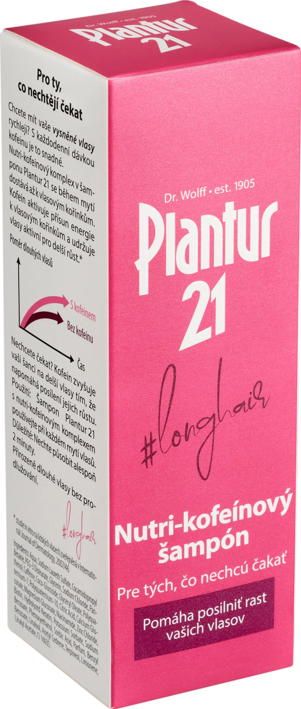 Plantur 21 longhair Nutri-kofeinový šampón 1×200 ml, šampón na rast vlasov