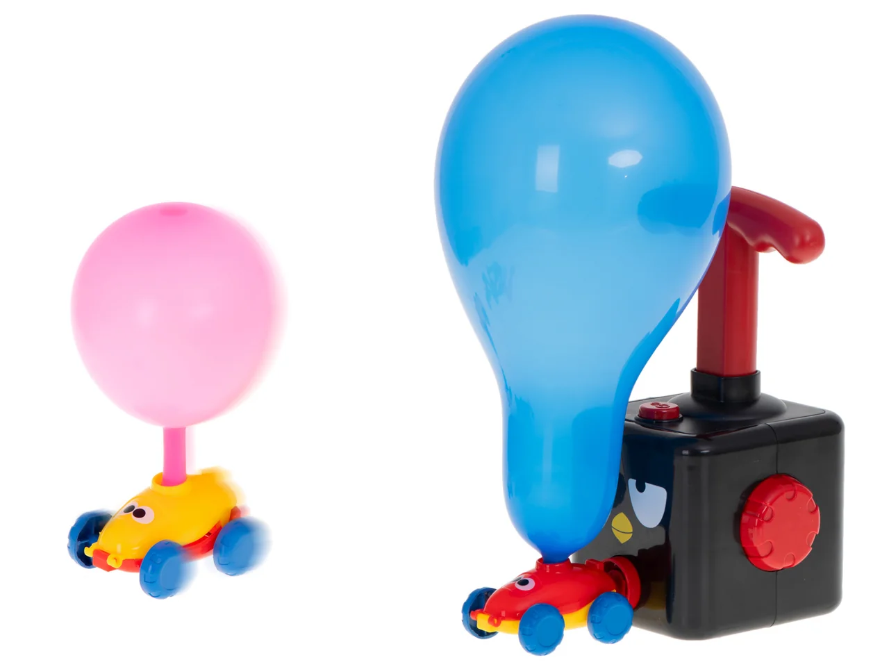 Aerodynamické autíčka s odpaľovačom + 10 balónov (kompaktný set)