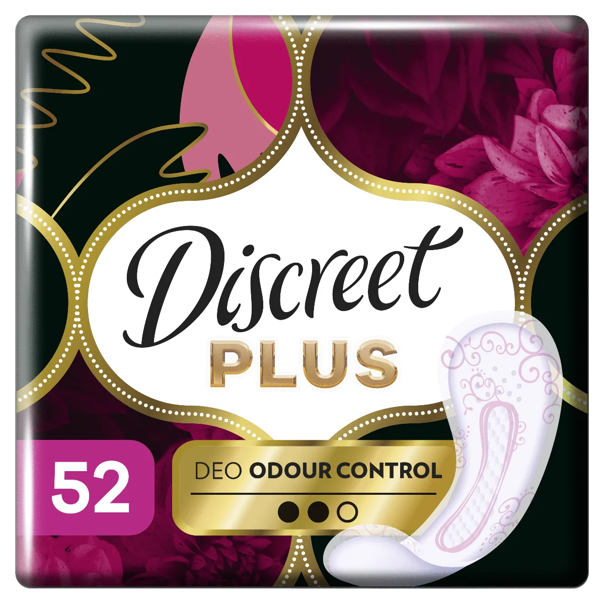 Intímky Discreet Priedušný materiál Odour Control Plus 1×52ks, vložky