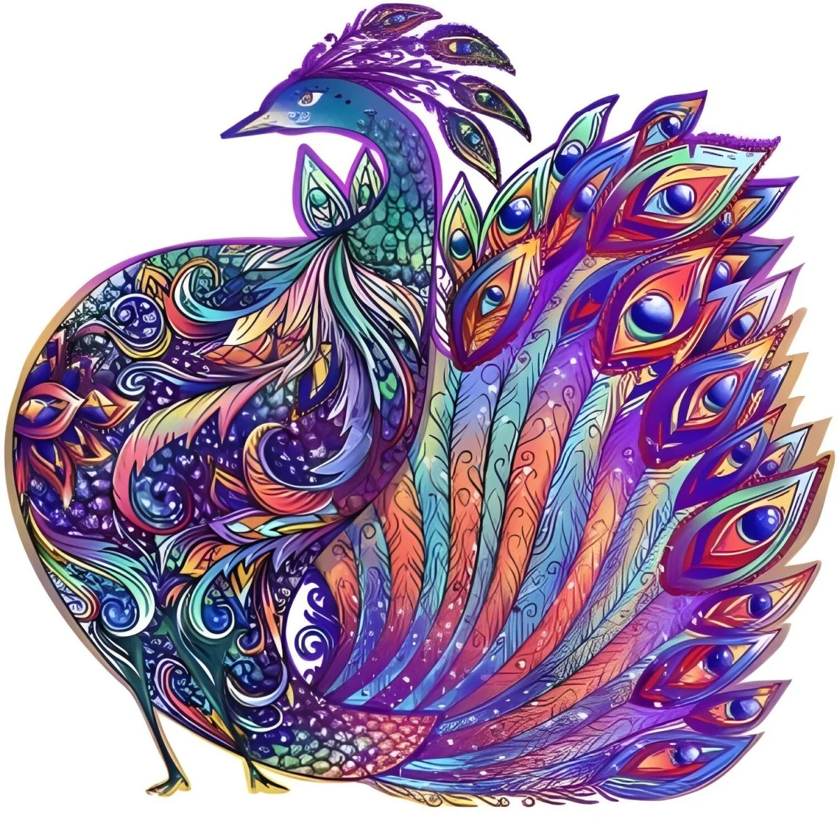 Drevené puzzle Peafowl S