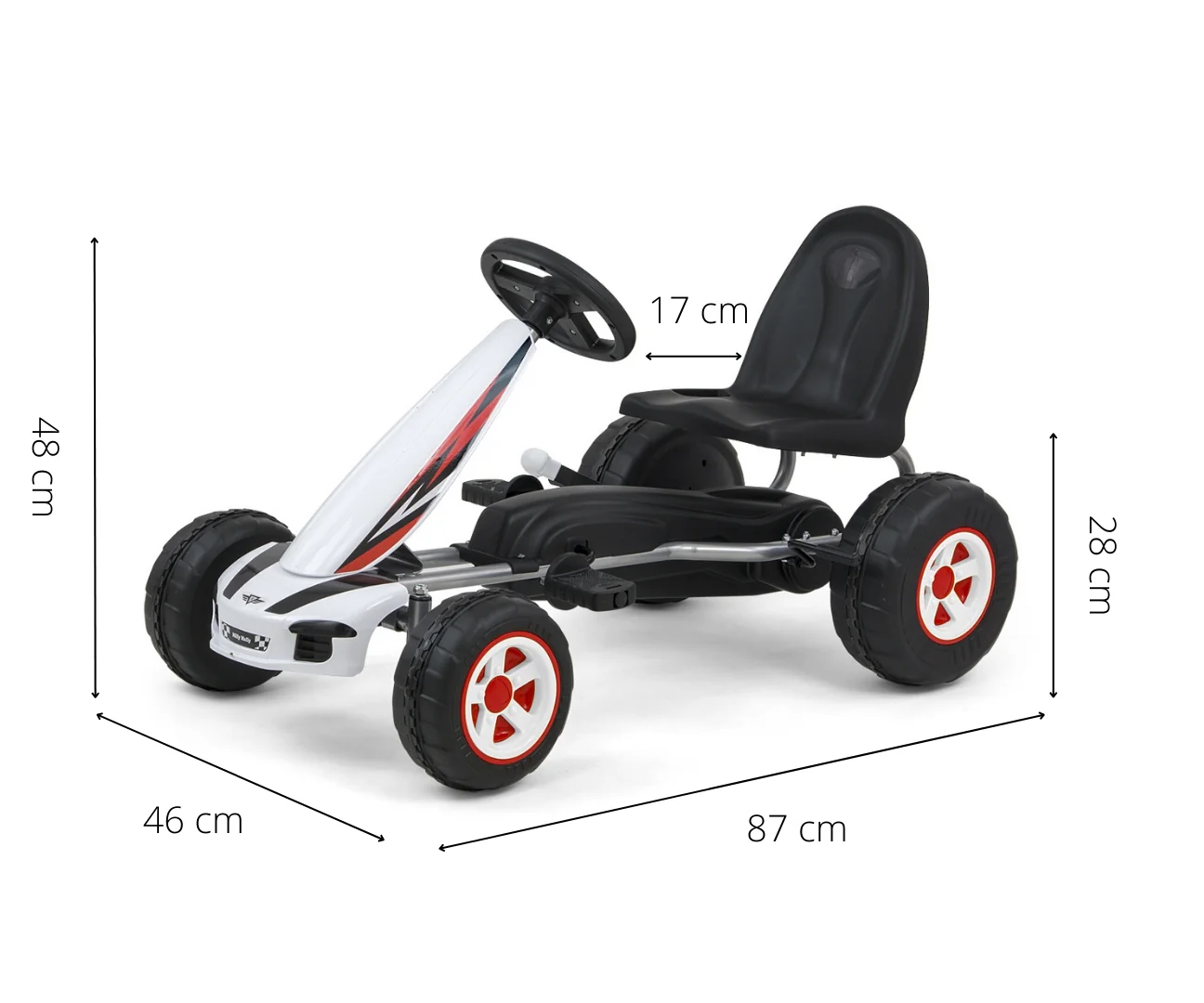 Detská šliapacia motokára Go-kart Milly Mally Viper biela ,