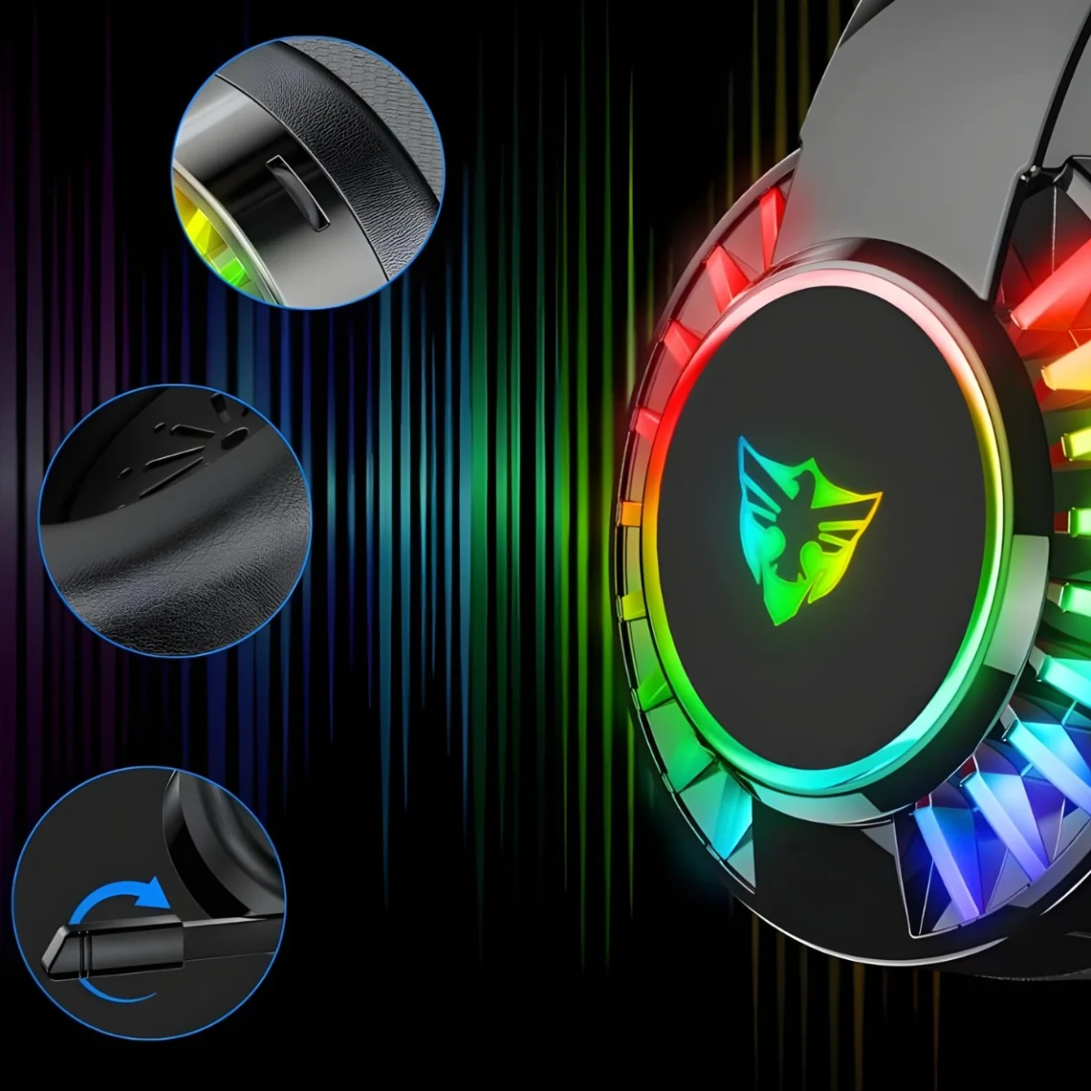 Herné slúchadlá 7.1 s RGB podsvietením