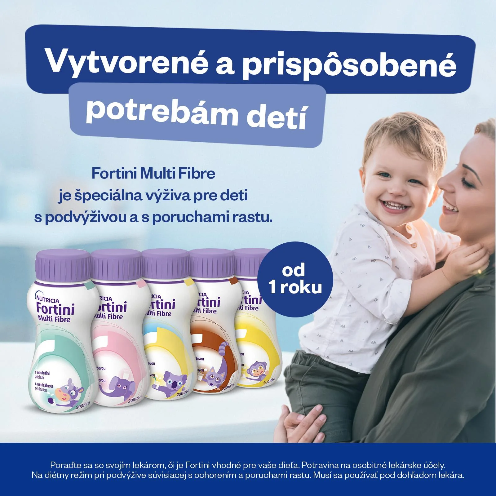 Fortini Multi Fibre s banánovou príchuťou 1×200 ml, tekutá výživa pre deti