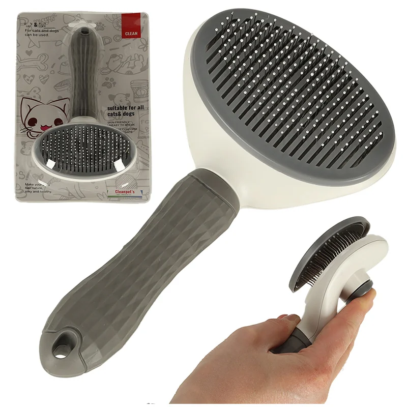 Samočistiaca kefa na srsť psa a mačky – jemné hroty, ergonomická rukoväť
