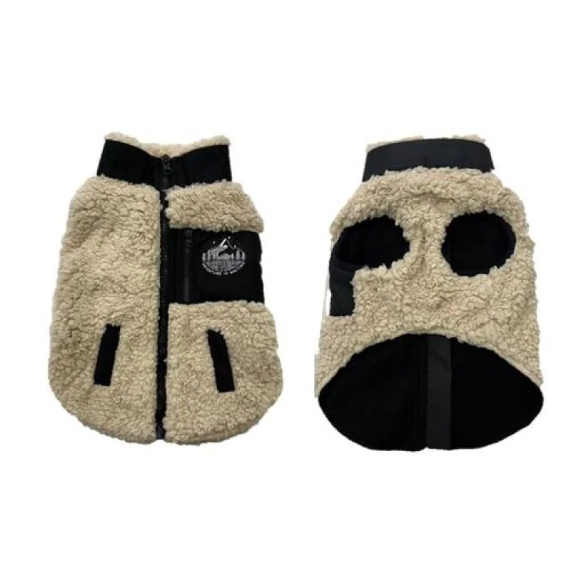 DUVO+ zimná bunda z ovčej kožušiny pre psov L 60cm biela/čierna 